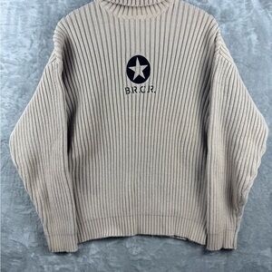 Vintage Banana Republic Mock Turtle Neck Sweater  Brown Mens Large Cotton 90s